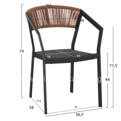 OUTDOOR DINING SET 5PCS ADAM HM21160 ALUMINUM CHAIRS & TABLE 120x70 GREY