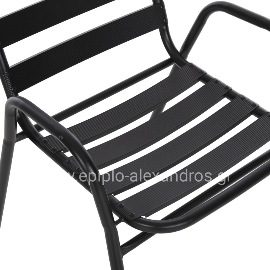 OUTDOOR DINING SET 5PCS ADAM HM21219.01 METAL CHAIRS & TABLE 110x60 BLACK