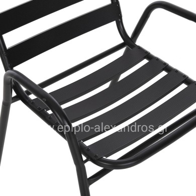 OUTDOOR DINING SET 5PCS ADAM HM21219.01 METAL CHAIRS & TABLE 110x60 BLACK
