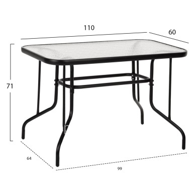 OUTDOOR DINING SET 5PCS ADAM HM21220 METAL CHAIRS & TABLE 110x60 BLACK
