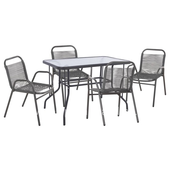 OUTDOOR DINING SET 5PCS AVRIL HM21221 METAL CHAIRS & TABLE 110x60 GREY