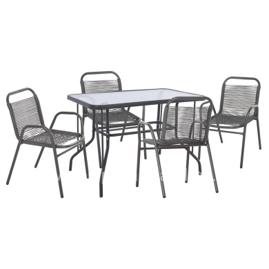 OUTDOOR DINING SET 5PCS AVRIL HM21221 METAL CHAIRS & TABLE 110x60 GREY