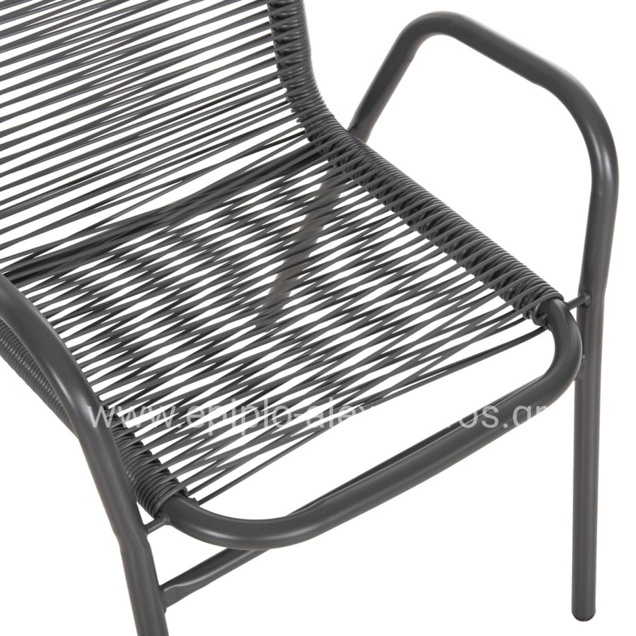 OUTDOOR DINING SET 5PCS AVRIL HM21221 METAL CHAIRS & TABLE 110x60 GREY