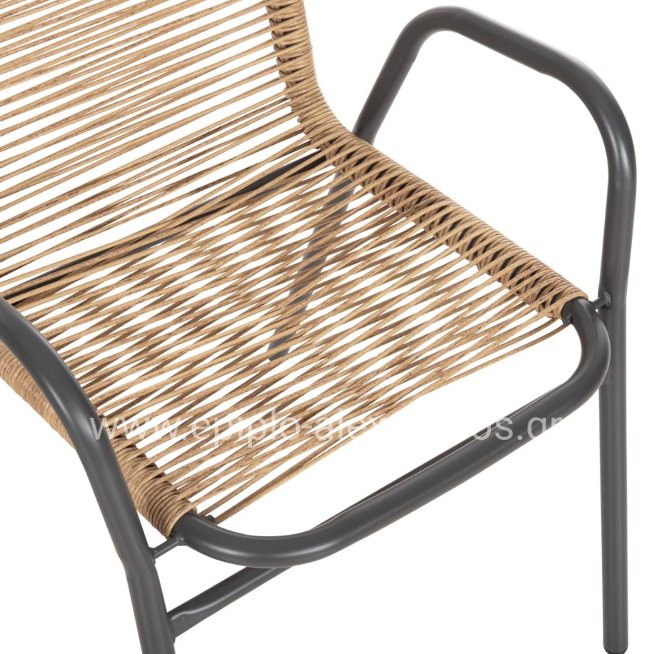 OUTDOOR DINING SET 5PCS AVRIL HM21221.01 METAL CHAIRS & TABLE 110x60 GREY-NATURAL