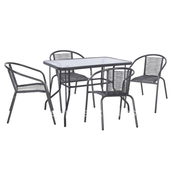 OUTDOOR DINING SET 5PCS SWIFTER HM21222 METAL CHAIRS & TABLE 110x60 GREY
