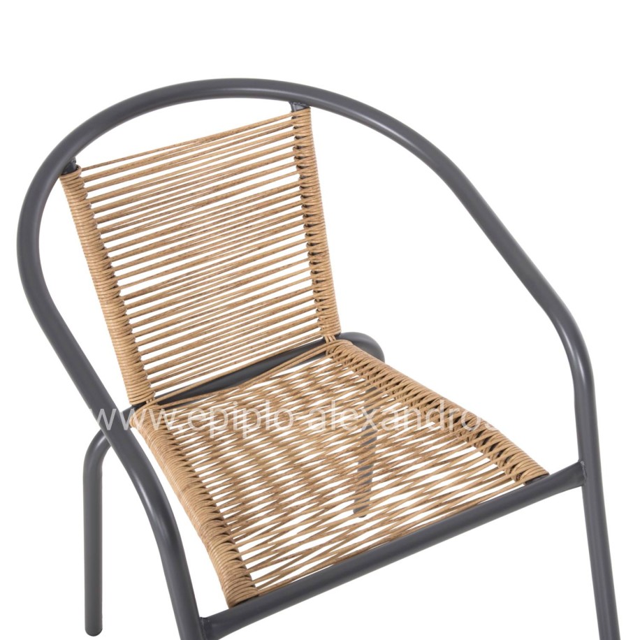 OUTDOOR DINING SET 5PCS SWIFTER HM21222.01 METAL CHAIRS & TABLE 110x60 GREY-NATURAL