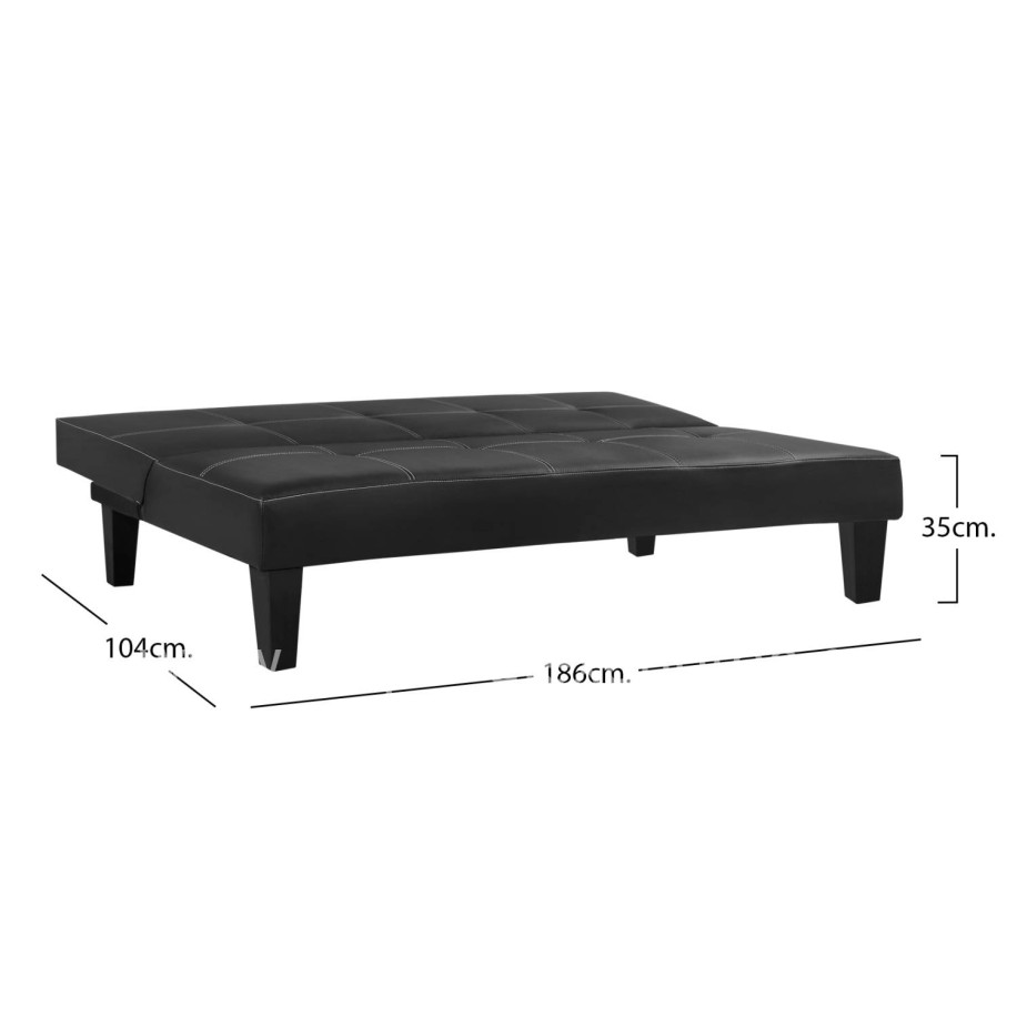 Sofa/Bed 3 seater HM3002.02 Black PU with details 186x90x82