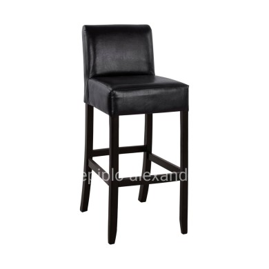 Bar Stool oak with back and PVC Brown Rodos Wenge HM299 44x52,5x111 cm