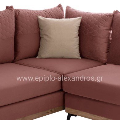 MESINA corner sofa, dusty pink, high leg, 2pcs, left corner