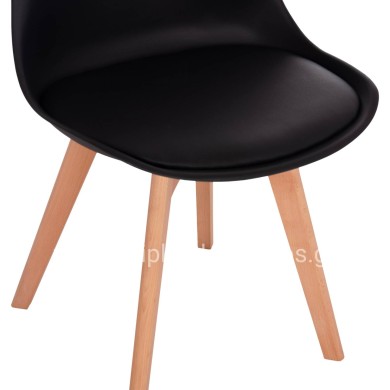Chair Vegas HM0033.02 wooden legs-black seat 48x49x81Η cm