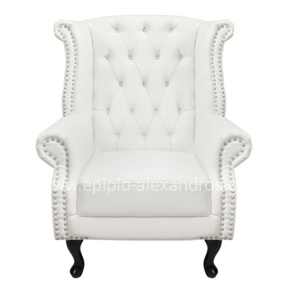 Armchair Chesterfield-type, Polina, HM0053.02, PU White 83x75x107 cm