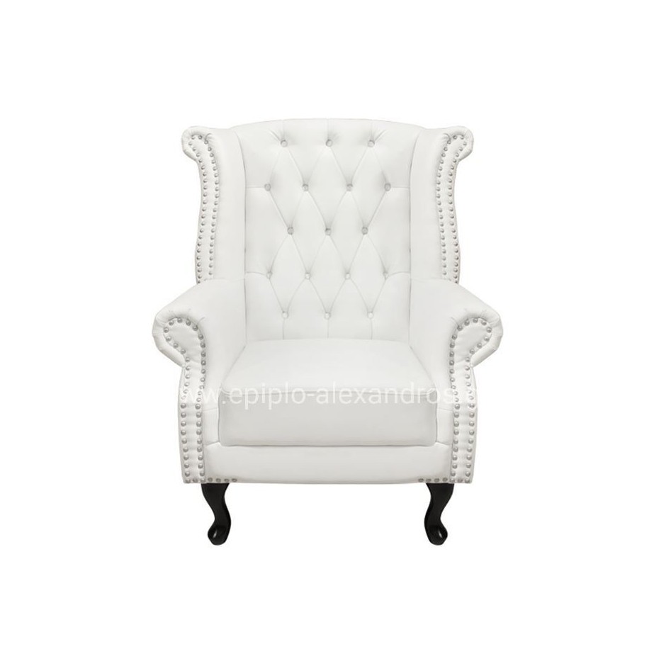 ΠΟΛΥΘΡΟΝΑ-ΜΠΕΡΖΕΡΑ T.CHESTERFIELD POLINA HM0053.02 PU ΛΕΥΚΟ ΜΑΤ 83x75x107Yεκ.