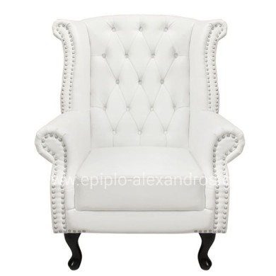 Armchair Chesterfield-type, Polina, HM0053.02, PU White 83x75x107 cm