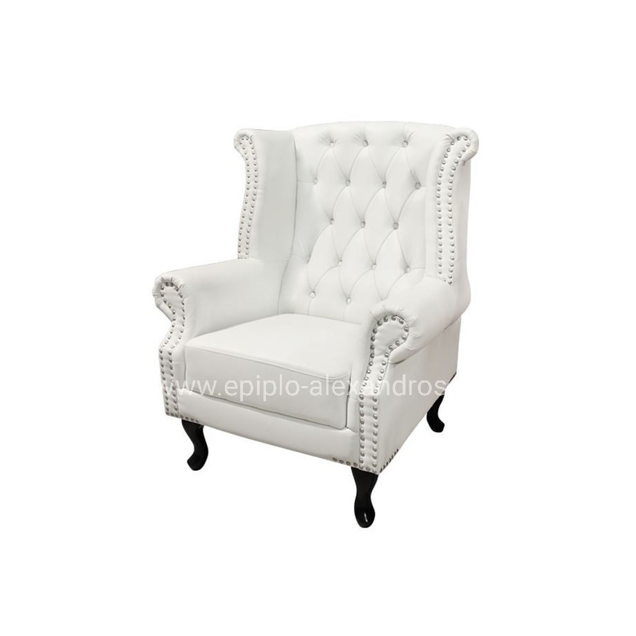 Armchair Chesterfield-type, Polina, HM0053.02, PU White 83x75x107 cm
