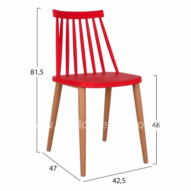 Dining chair HM8052.07 Vanessa red with metallic legs 42,5x47x81,5cm