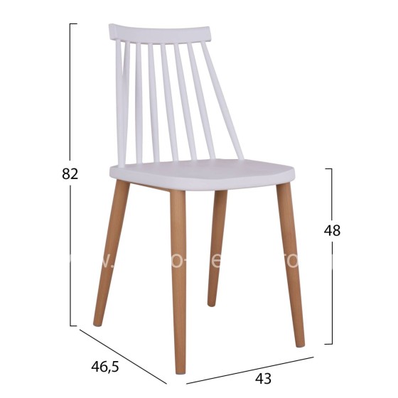 Dining chair HM8052.01 Vanessa White with metallic legs 43x46,5x82cm