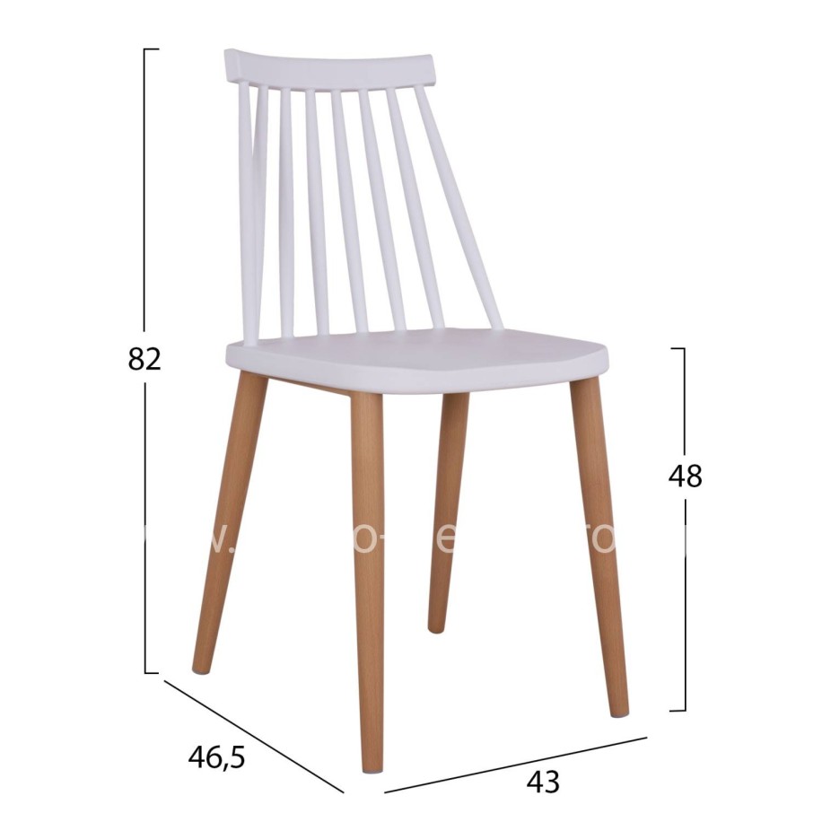 Dining chair HM8052.01 Vanessa White with metallic legs 43x46,5x82cm