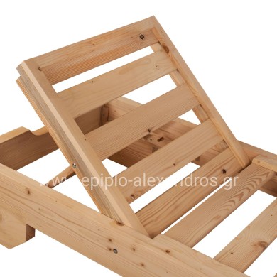 Sunbed Wooden Heavy Duty Macedonia HM5646.03 Natural Impregnation 204x77.5x29cm