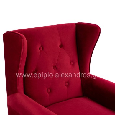 Armchair Red Velvet Brandon 81x83x101cm HM3073.14