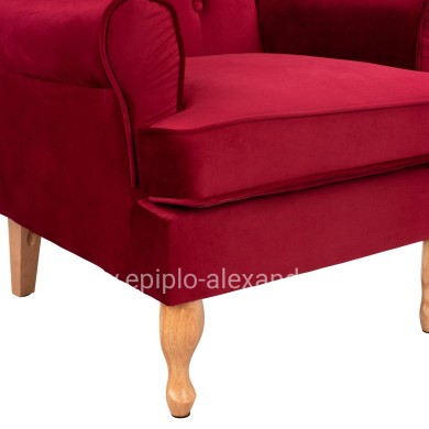 Armchair Red Velvet Brandon 81x83x101cm HM3073.14