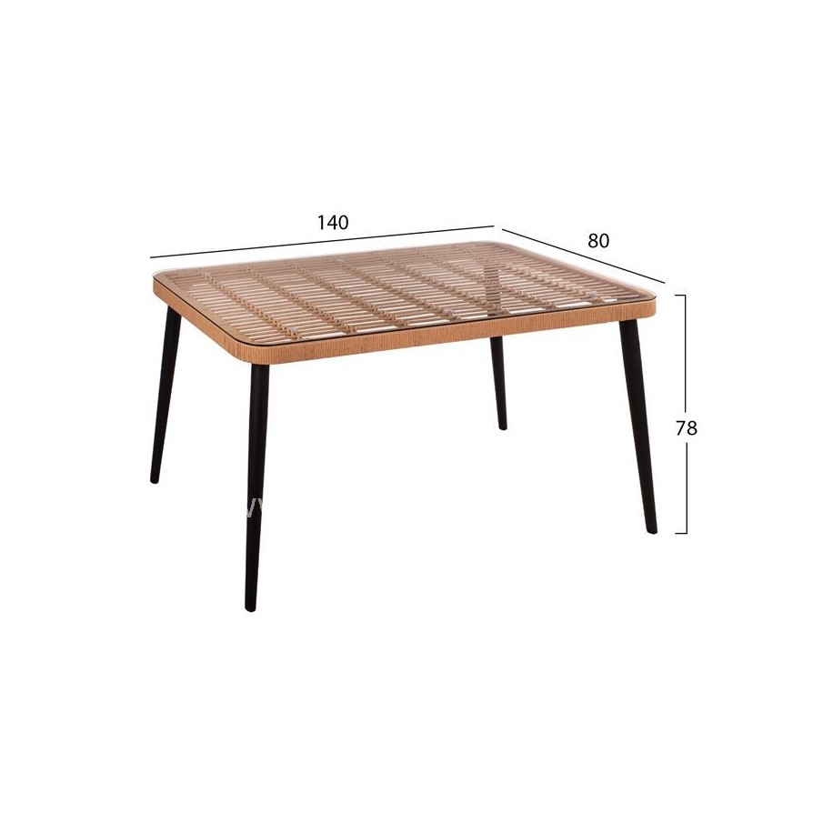 ΣΕΤ 5ΤΜΧ ALLEGRA WICKER ΜΕ ΤΡΑΠΕΖΙ 140X80Χ78Υ ΜΠΕΖ & ΜΑΥΡΟ ΧΡΩΜΑ HM10492