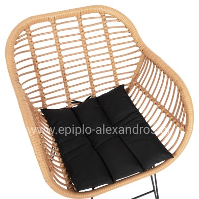 ΣΕΤ ΤΡΑΠΕΖΑΡΙΑΣ 7ΤΜΧ ALLEGRA HM10495 WICKER ΜΠΕΖ-ΜΕΤΑΛΛΟ ΜΑΥΡΟ