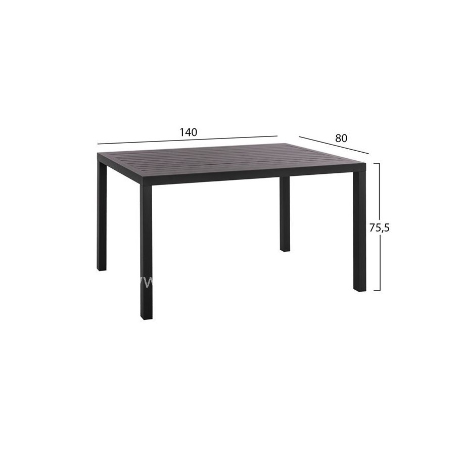 Set 5 pieces with Table 140x80x75.5 aluminum & Metallic chairs Grey color HM10533