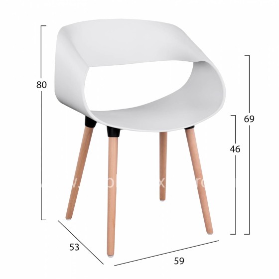 Polypropylene Armchair Maggie HM8600.01 in white color 59x53x80 cm