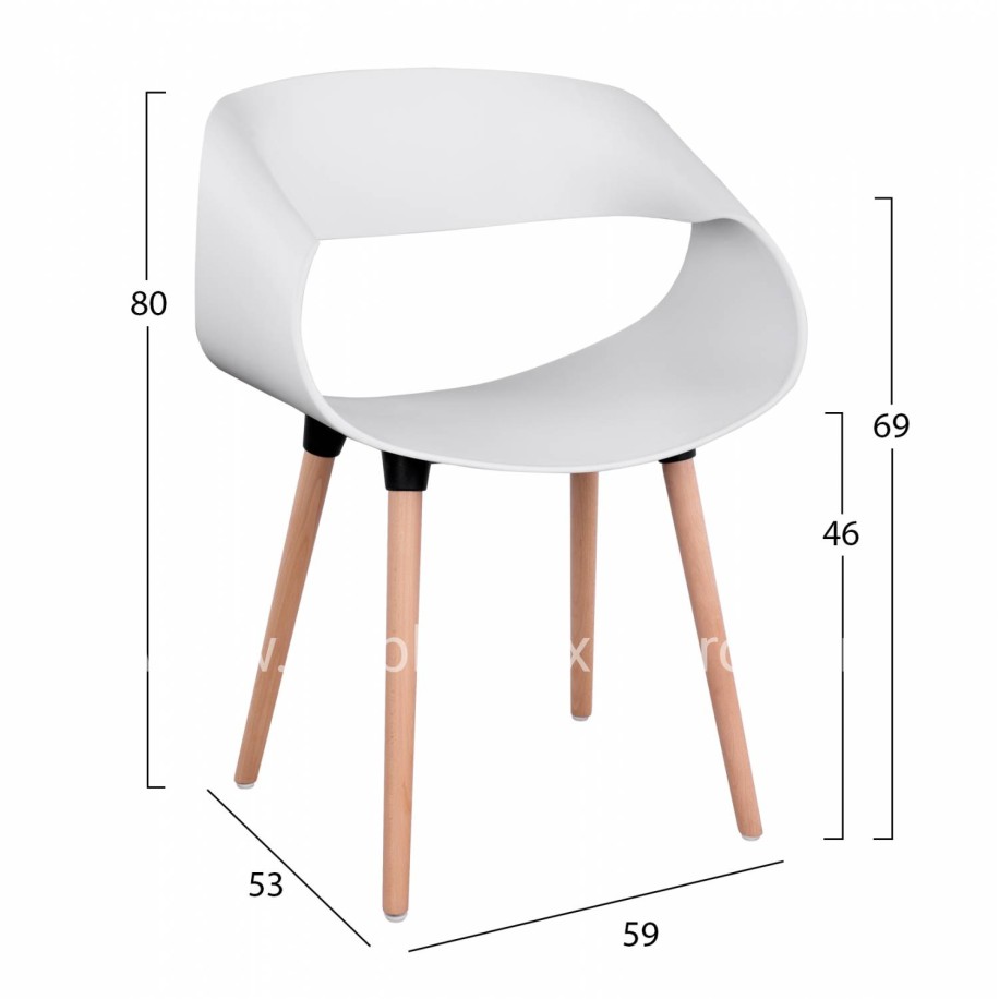 Polypropylene Armchair Maggie HM8600.01 in white color 59x53x80 cm