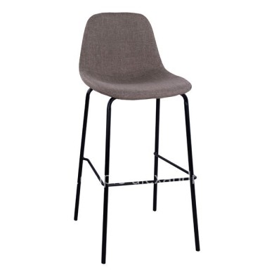 Stool with metallic frame and fabric in brown color 47x50x106cm HM8579.03