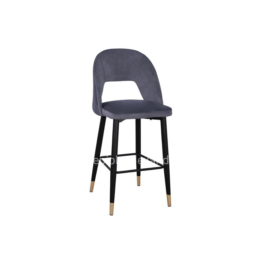 Bar Stool Harper HM8526.01 Velvet Grey with Metallic Frame 50Χ51Χ111cm