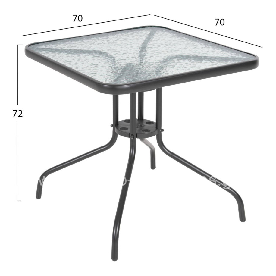 ΤΡΑΠΕΖΙ ΕΞΩΤ.ΧΩΡΟΥ FIGO HM5036.01 ΜΕΤΑΛΛΟ ΓΚΡΙ- ΓΥΑΛΙΝΗ ΕΠΙΦΑΝΕΙΑ 70Χ70Χ72Υεκ