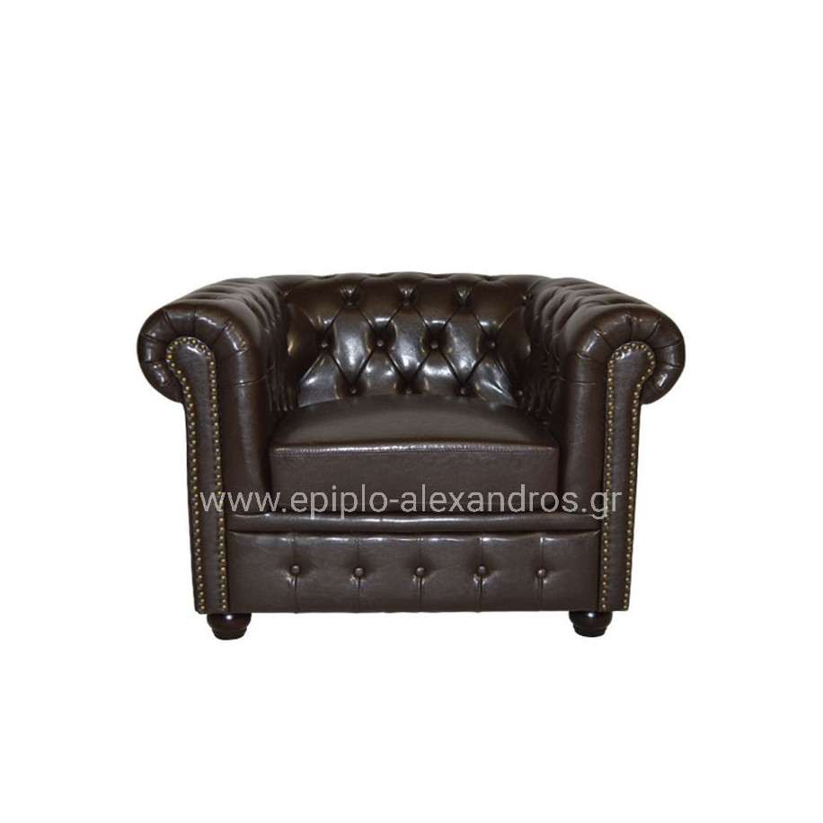 Armchair T.Chesterfield POLINA HM3011.01 PU Dark Brown 110x90x73Hcm