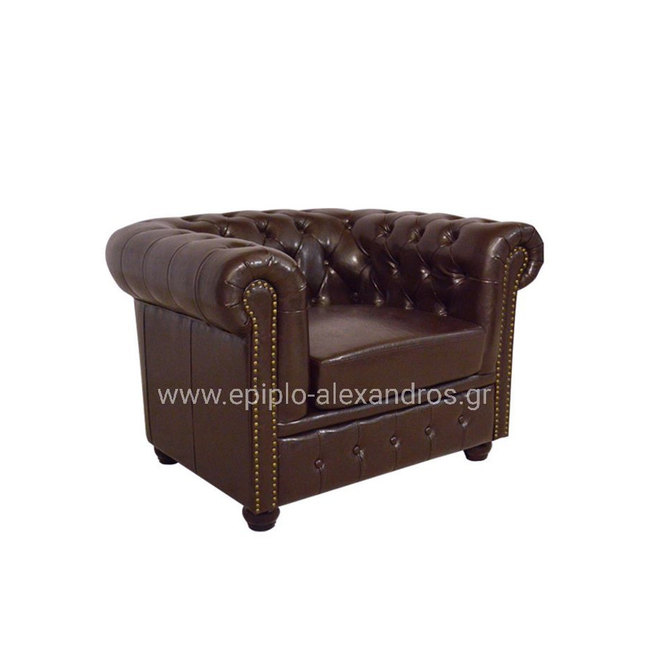 Armchair T.Chesterfield POLINA HM3011.01 PU Dark Brown 110x90x73Hcm