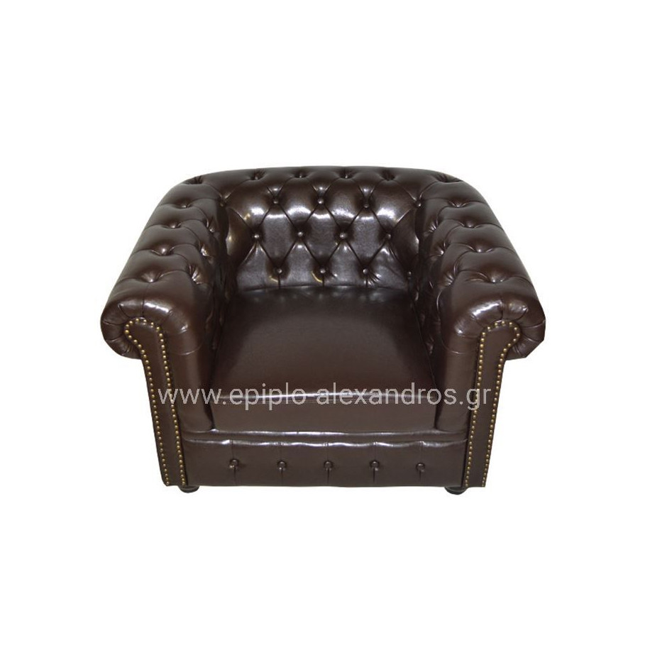 Armchair T.Chesterfield POLINA HM3011.01 PU Dark Brown 110x90x73Hcm