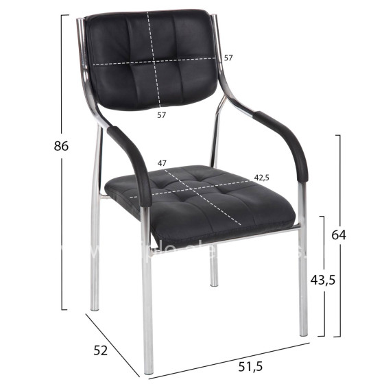 Conference office chair OBERON HM1018.01 Black PU 51x52x86Ηcm