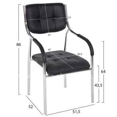 Conference office chair OBERON HM1018.01 Black PU 51x52x86Ηcm