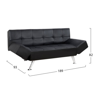 Sofa/Bed HM3001.02 Thom with folding arms Black PU 189x93x82 cm
