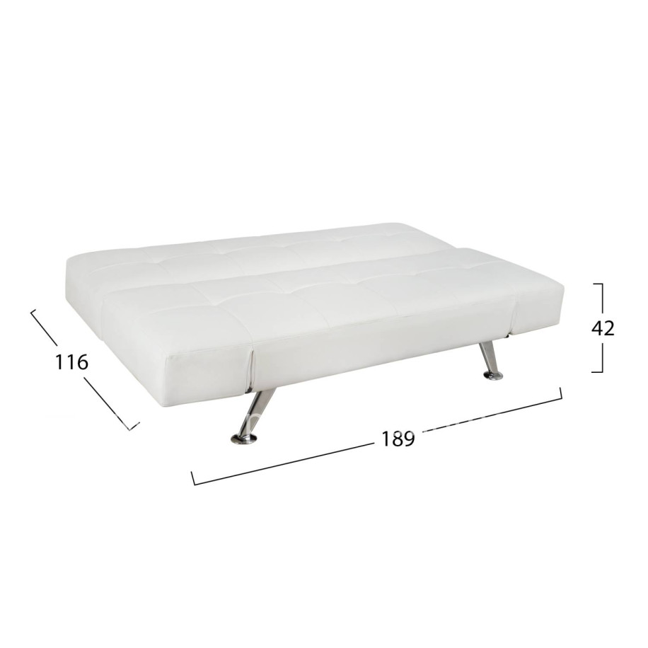Sofa/Bed HM3001.01 Thom with folding arms White PU 189x93x82 cm