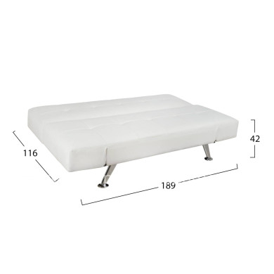 Sofa/Bed HM3001.01 Thom with folding arms White PU 189x93x82 cm
