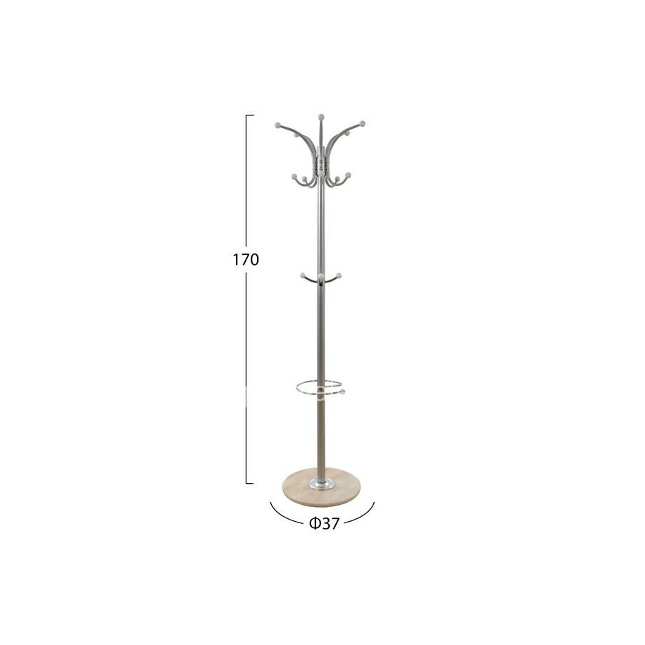 Hat/Coat Stand Metallic HM0038.40 rotating silver with marble ''37x170cm