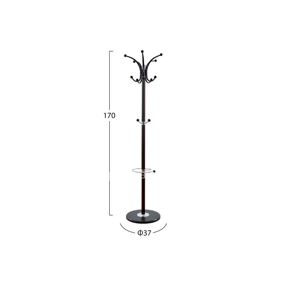 Hat/Coat Stand Metallic SHIA HM0038.05 rotating walnut with black marble base Φ37x170Η cm