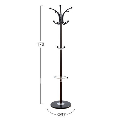 Hat/Coat Stand Metallic SHIA HM0038.05 rotating walnut with black marble base Φ37x170Η cm