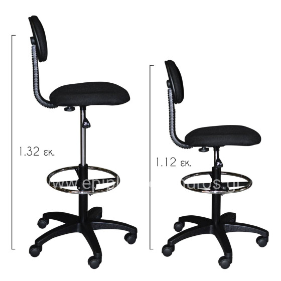 OFFICE CHAIR VEGAR HM1043.01 WITH PERIMETER FOOTREST-HIGH SEAT-BLACK FABRIC 45Χ42Χ132Hcm.