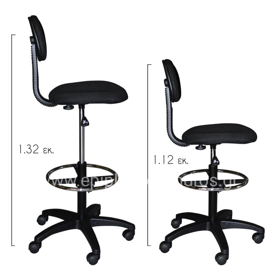 OFFICE CHAIR VEGAR HM1043.01 WITH PERIMETER FOOTREST-HIGH SEAT-BLACK FABRIC 45Χ42Χ132Hcm.