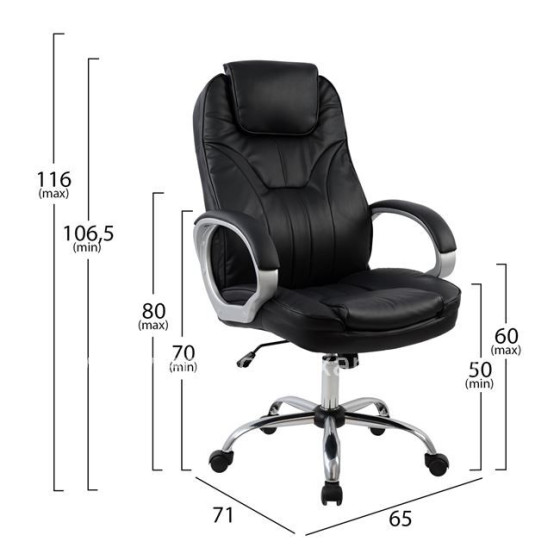 Manager's office chair HM1025.01 with chromed base 65x71x106,5 cm.