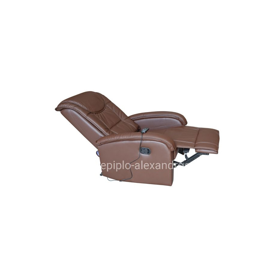 HM0026.03 Armchair ROCCA, massage mechanism, PU brown 80x96x97 cm