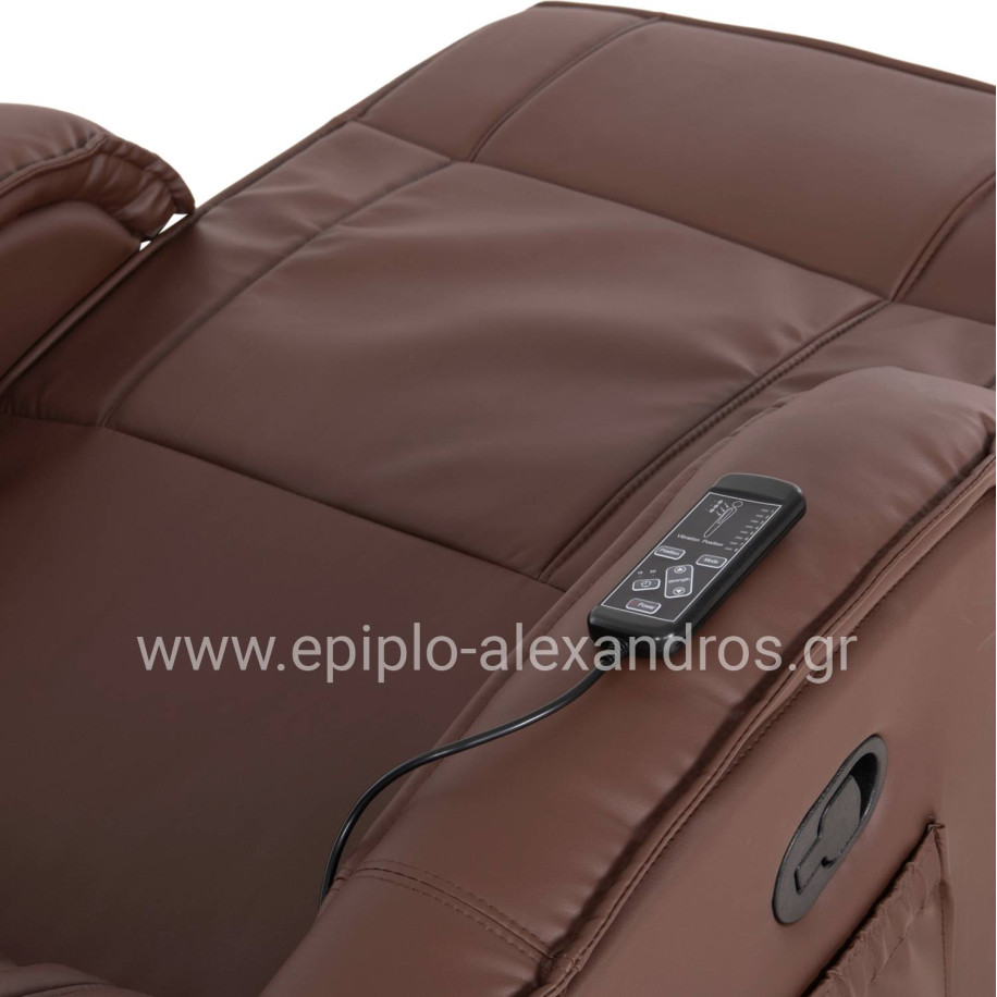 HM0026.03 Armchair ROCCA, massage mechanism, PU brown 80x96x97 cm