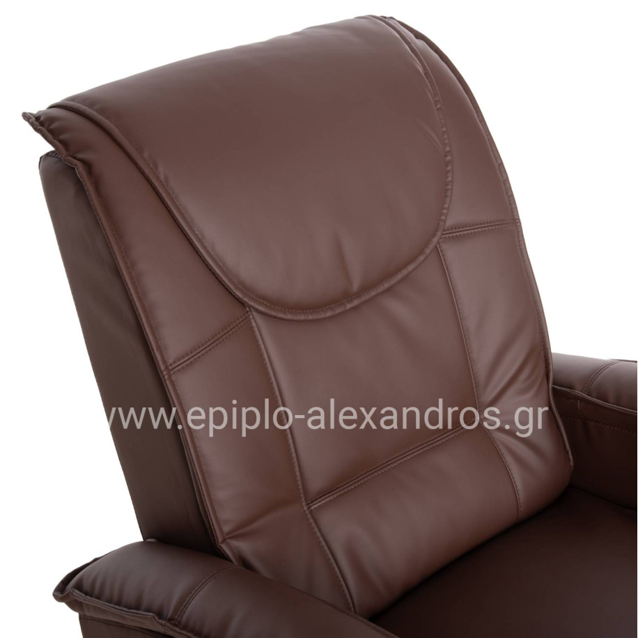 HM0026.03 Armchair ROCCA, massage mechanism, PU brown 80x96x97 cm