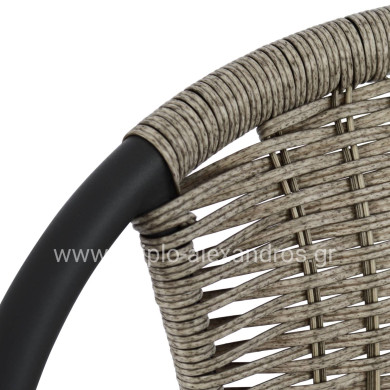 Armchair Camel HM5015.01 Grey metallic with wicker 48x48-53x72 cm